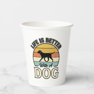 Das Leben ist besser mit einem Hund Vintage-Shirt- Pappbecher