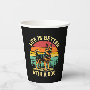 Das Leben ist besser mit einem Hund - Vintage-Sonn Pappbecher