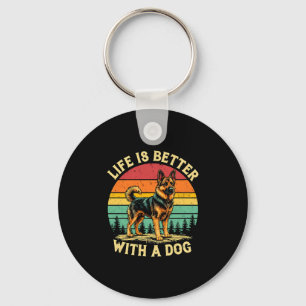 Das Leben ist besser mit einem Hund - Vintage-Sonn Schlüsselanhänger