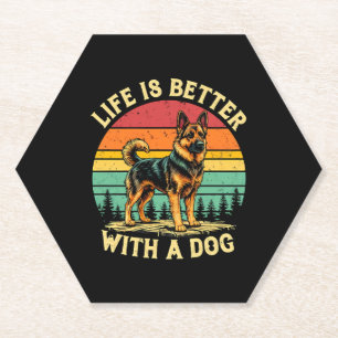 Das Leben ist besser mit einem Hund - Vintage-Sonn Untersetzer