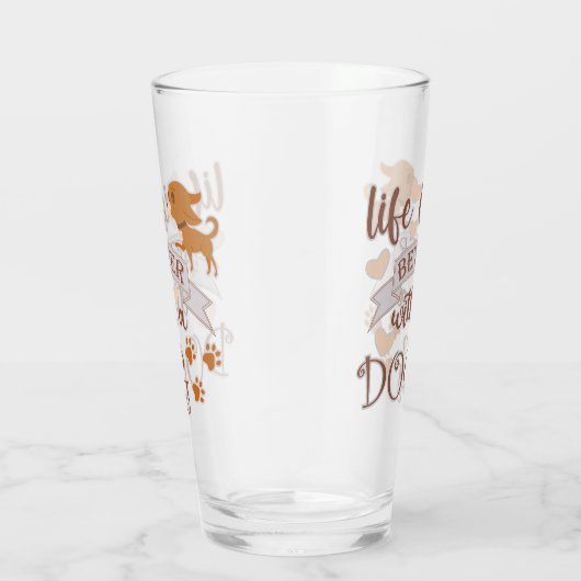 Das Leben ist besser mit einem Hundeschokolade wit Glas (Rechts)