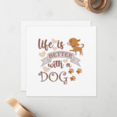 Das Leben ist besser mit einem Hundeschokolade wit Mitteilungskarte (Vorderseite/Rückseite Beispiel)