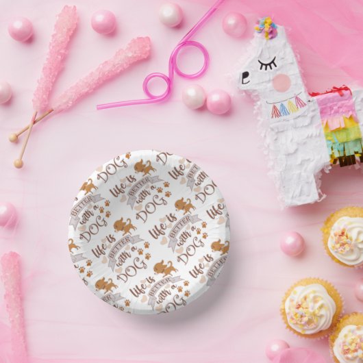 Das Leben ist besser mit einem Hundeschokolade wit Pappteller (Party)