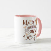 Das Leben ist besser mit einem Hundeschokolade wit Tasse (VorderseiteRechts)