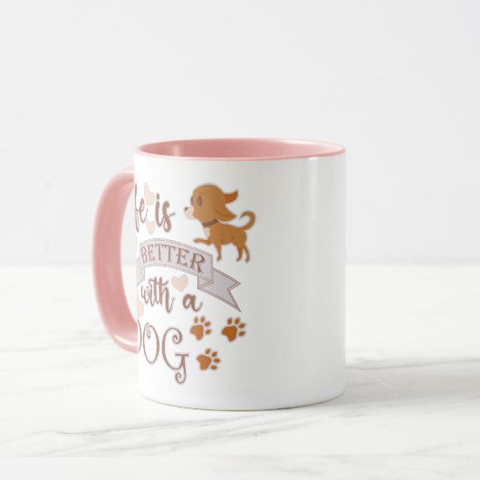 Das Leben ist besser mit einem Hundeschokolade wit Tasse (Vorderseite Links)