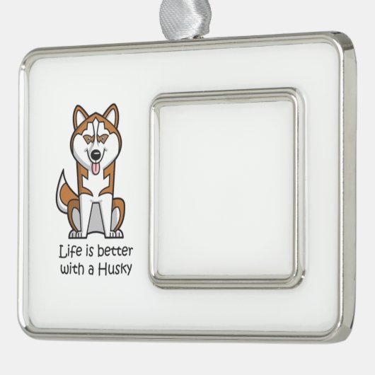 Das Leben ist besser mit einem Husky Rahmen-Ornament Silber (Links)