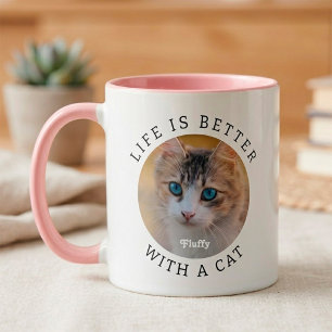 Das Leben ist besser mit einem Katzen Foto und Nam Tasse
