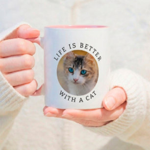 Das Leben ist besser mit einem Katzen Foto und Nam Tasse