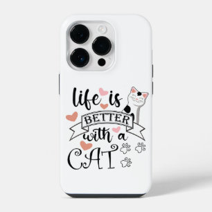 Das Leben ist besser mit einem Katzen Zitat Slogan iPhone 14 Pro Hülle