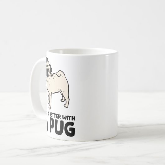 Das Leben ist besser mit einem Mops Kaffeetasse (Vorderseite Links)