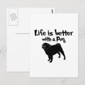 Das Leben ist besser mit einem Mops Postkarte (Vorne/Hinten)