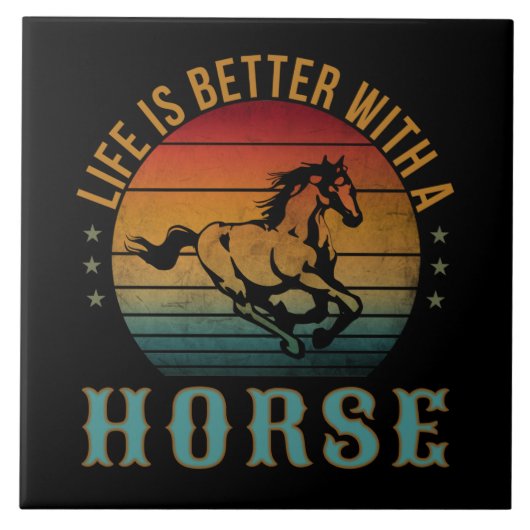 DAS LEBEN IST BESSER MIT EINEM PFERD FLIESE (Vorderseite)