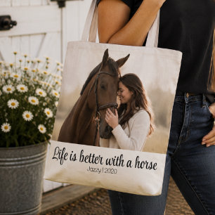 Das Leben ist besser mit einem Pferd Personalisier Tasche