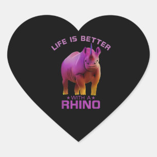 Das Leben ist besser mit einem Rhino Rhino Lover Herz-Aufkleber