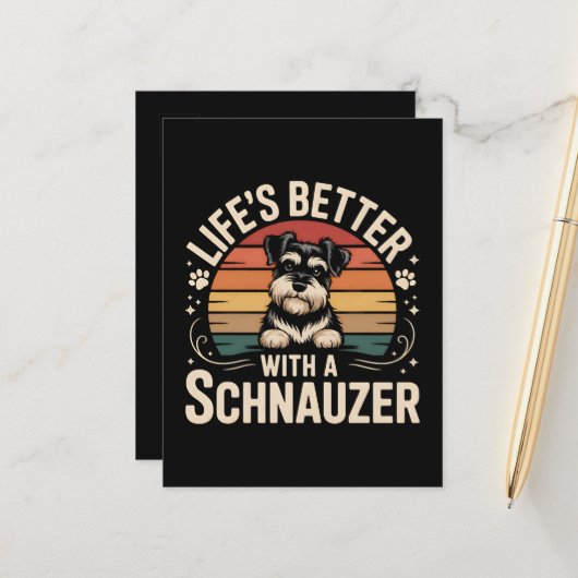Das Leben ist besser mit einem Schnauzer Ankündigungspostkarte (Vorderseite/Rückseite Beispiel)