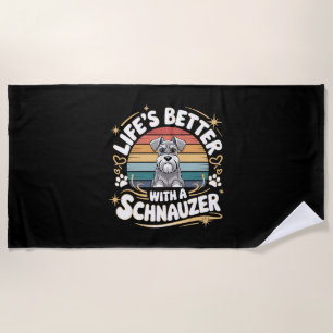 Das Leben ist besser mit einem Schnauzer-Hund Vint Strandtuch