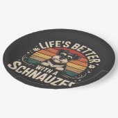 Das Leben ist besser mit einem Schnauzer Pappteller (Schrägansicht)