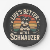 Das Leben ist besser mit einem Schnauzer Pappteller (Vorderseite)