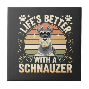 Das Leben ist besser mit einem Schnauzer Retro-Hun Fliese