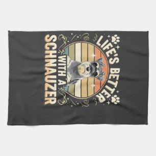Das Leben ist besser mit einem Schnauzer Retro-Hun Geschirrtuch