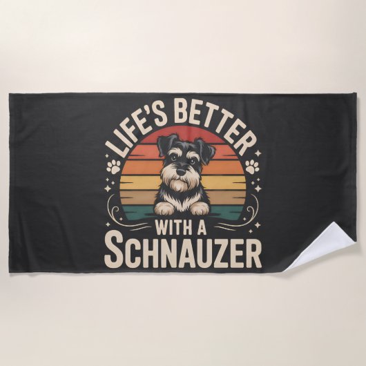 Das Leben ist besser mit einem Schnauzer Strandtuch (Vorderseite)