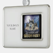 Das Leben ist besser mit einem sibirischen Husky Rahmen-Ornament Silber (Links)