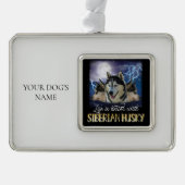 Das Leben ist besser mit einem sibirischen Husky Rahmen-Ornament Silber (Vorderseite)