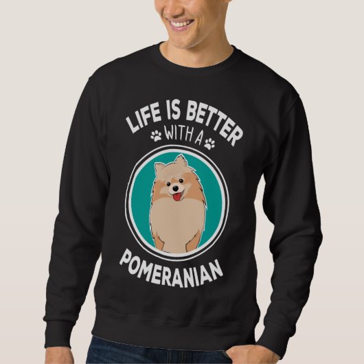 Das Leben ist besser mit einem Spitz, der einen sc Sweatshirt (Vorderseite)