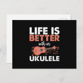 Das Leben ist besser mit einem Ukulele Instrument  Postkarte (Vorne/Hinten)