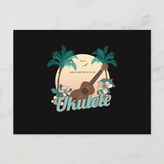 Das Leben ist besser mit einem Ukulele Uke Acousti Postkarte (Vorderseite)