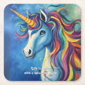 Das Leben ist besser mit einem Zauber. Rechteckiger Pappuntersetzer (Vorderseite)