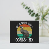 Das Leben ist besser mit einer Cornish Rex Postkarte (Stehend Vorderseite)