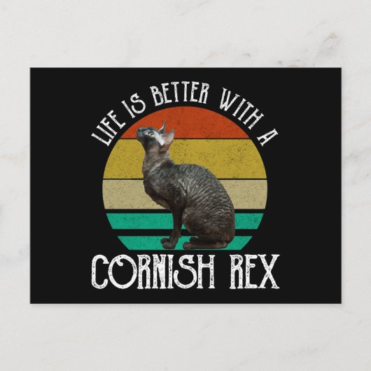 Das Leben ist besser mit einer Cornish Rex Postkarte (Vorderseite)