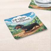 Das Leben ist besser mit einer Dackel Rechteckiger Pappuntersetzer (angewinkelt)