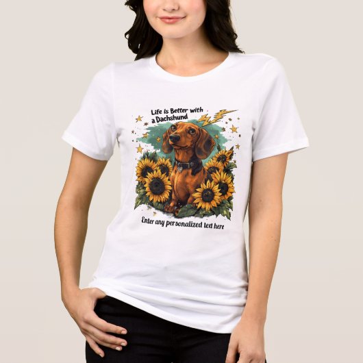 Das Leben ist besser mit einer Dackel Sonnenblumen Tri-Blend Shirt (Vorderseite)