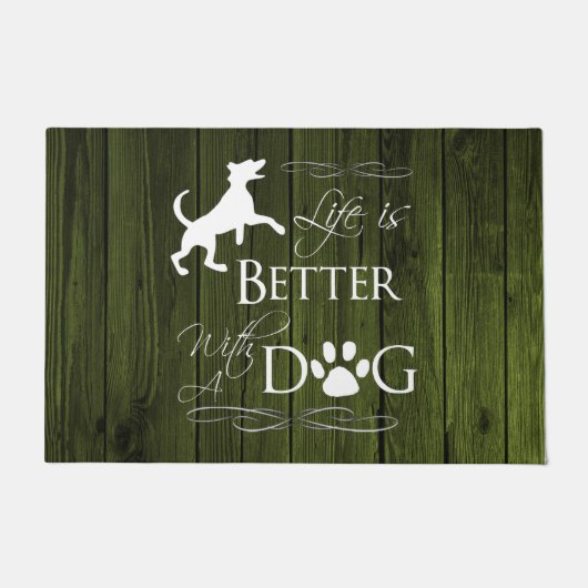Das Leben ist besser mit einer Dog Mat - Grün Fußmatte (Vorderseite)