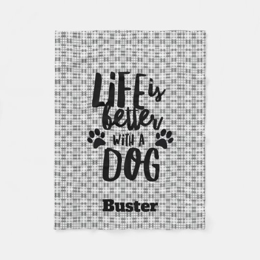 Das Leben ist besser mit einer Hunde-Fleece Hundel Fleecedecke (Vorderseite)