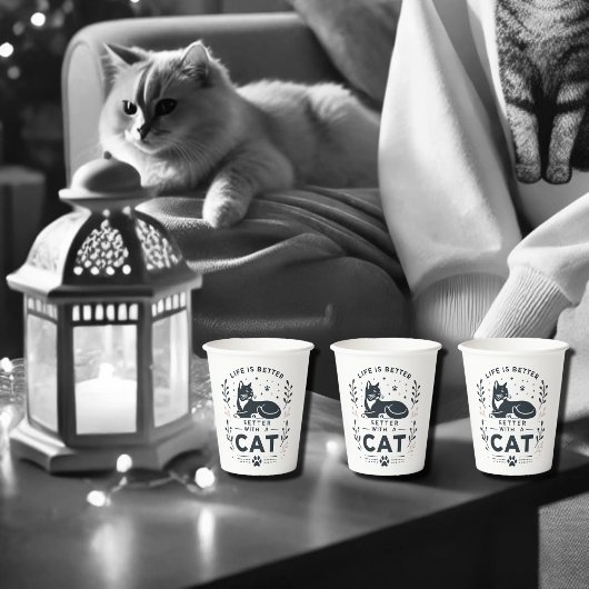 Das Leben ist besser mit einer Katze Pappbecher