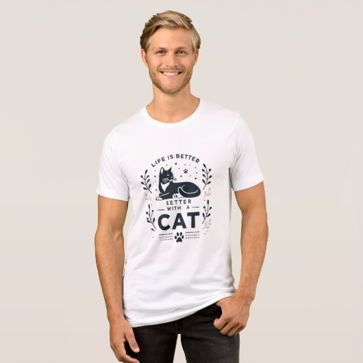 Das Leben ist besser mit einer Katze Tri-Blend Shirt (Vorderseite voll)