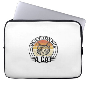 Das Leben ist besser mit einer Katze Vintage-Katze Laptopschutzhülle