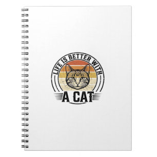 Das Leben ist besser mit einer Katze Vintage-Katze Notizblock