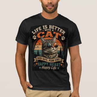 Das Leben ist besser mit einer Katze Vintage Retro T-Shirt