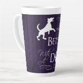 Das Leben ist besser mit einer Latte-Tasse des Hun Milchtasse (Linke Ecke)