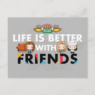 Das Leben ist besser mit FRIENDS™ Chibi-Kunst Einladungspostkarte