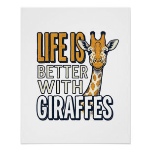 Das Leben ist besser mit Giraffen Vintage-Shirt-De Poster