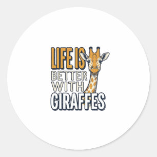 Das Leben ist besser mit Giraffen Vintage-Shirt-De Runder Aufkleber