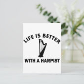Das Leben ist besser mit Harfenist Postkarte (Stehend Vorderseite)