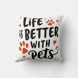 Das Leben ist besser mit Haustieren - Red Heft Pet Kissen