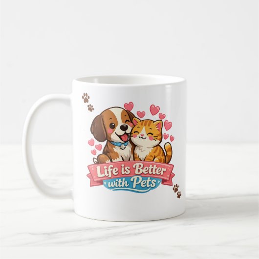 Das Leben ist besser mit Haustieren Tasse (Links)