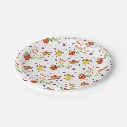 Das Leben ist besser mit Hühnern Pappteller (Schrägansicht)